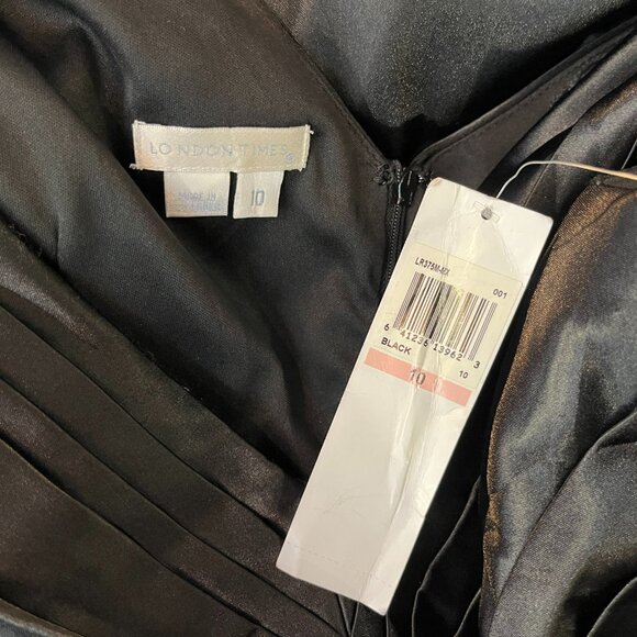 London Times Elegant Black V-Neck Mini Dress - Picture 5 of 5